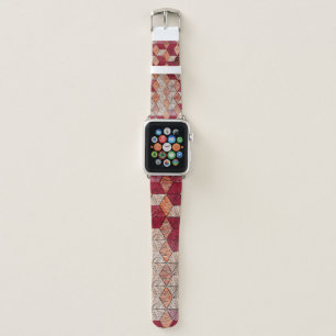 Embroidered Hexagons: Bohemian Patchwork Print. Apple Watch Band