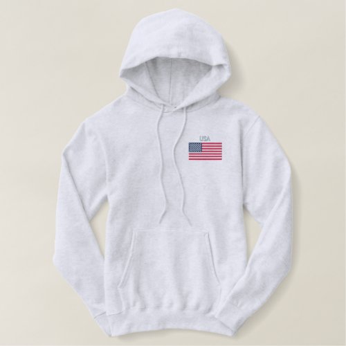 Embroidered Hooded Shirt American Flag