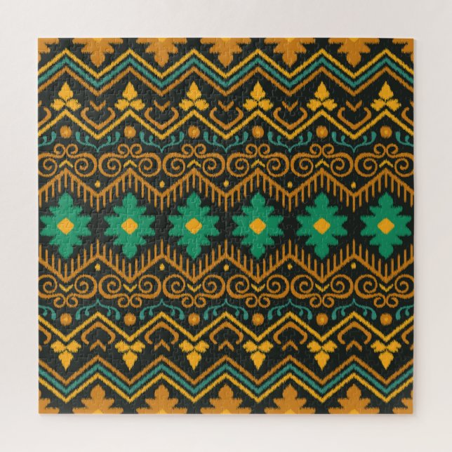 Embroidered Ikat Fabric Ethnic Design Jigsaw Puzzle (Vertical)