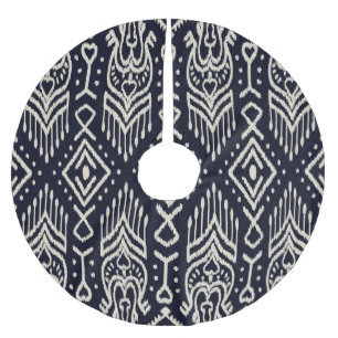 Embroidered Ikat Fabric: Ethnic Elegance. Brushed Polyester Tree Skirt