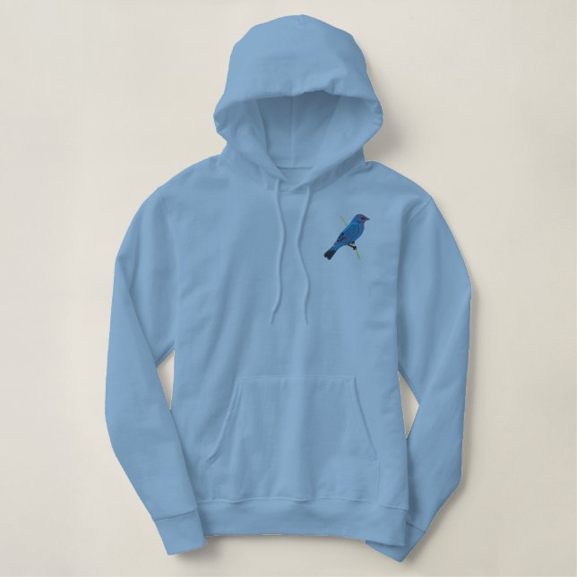Embroidered Indigo Bunting Hoodie (Design Front)