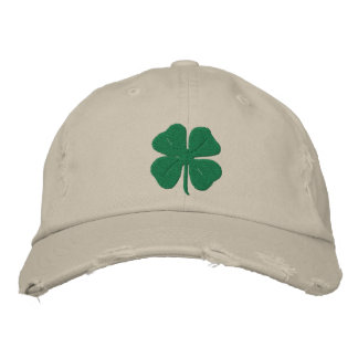 Embroidered Irish Four Leaf Clover Embroidered Baseball Cap