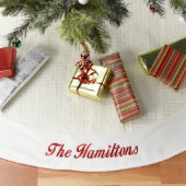 Embroidered Ivory Quilted Christmas Tree Skirt (Front)