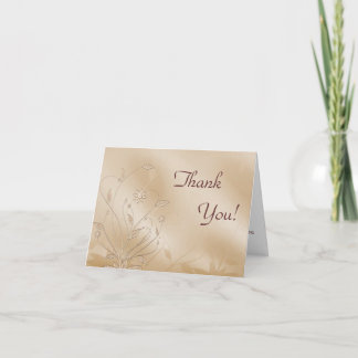 Embroidered Ivory Satin Wedding Thank You Card