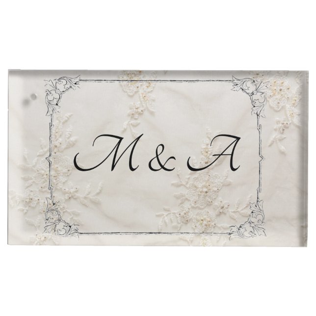 Embroidered Lace Wedding Table Card Holder (Front)