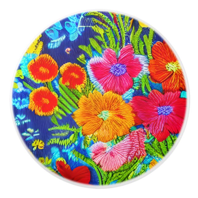Embroidered Look Ceramic Knob (Front)