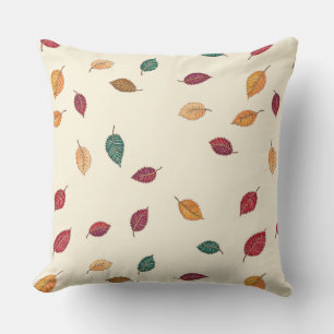 Embroidered Look Fall Leave Throw Pillow