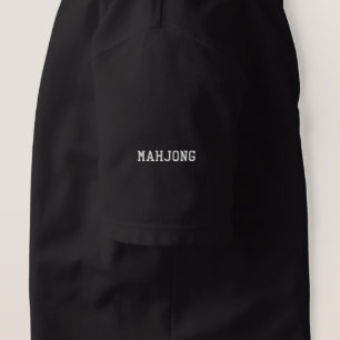 Embroidered Mahjong Funny Varsity Pink Polo Shirt