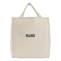 Embroidered Maine Tote Bag Natural