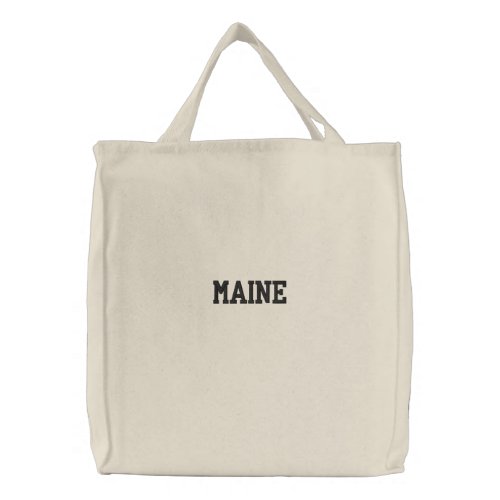 Embroidered Maine Tote Bag Natural