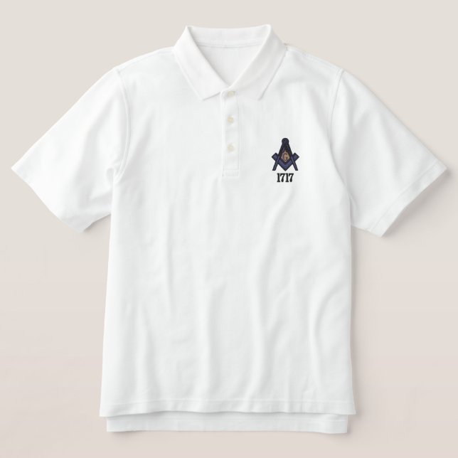 Embroidered Masonic Polo w/ 1717 Date (Design Front)