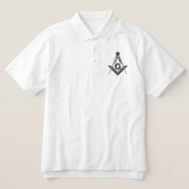 Embroidered Masonic Square and Compass Polo Shirt (Design Front)