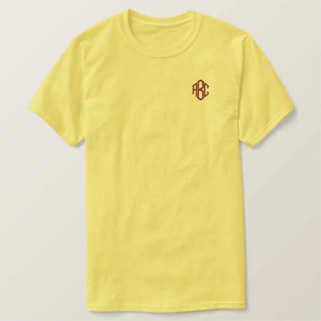 Embroidered Mens Shirt Daffodil  Yellow Monogram  (Design Front)