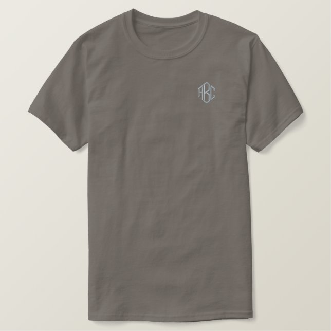Embroidered Mens Shirt Dark Grey Monogram  (Design Front)