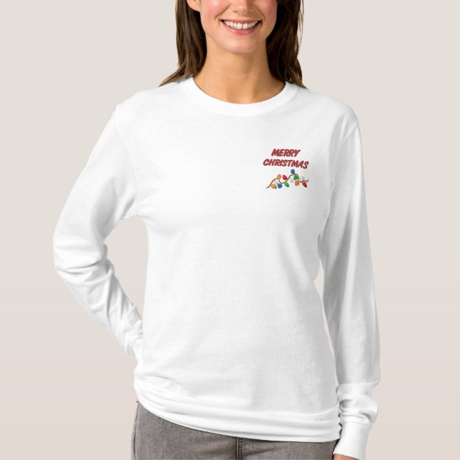 Embroidered MERRY CHRISTMAS Ladies Shirt (Front)
