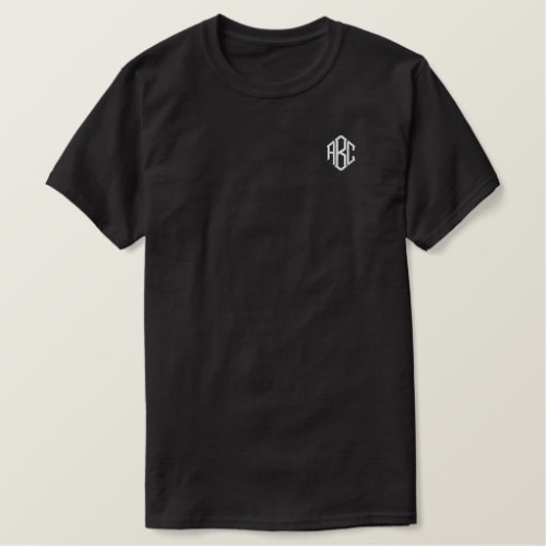 Embroidered Monogram Black Mens T_shirt