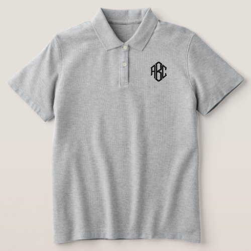 Embroidered Monogram Heather Grey Womens Polo