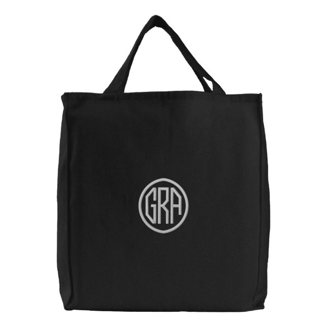 Embroidered MONOGRAM INITIALS Chic Tote Bag (Front)