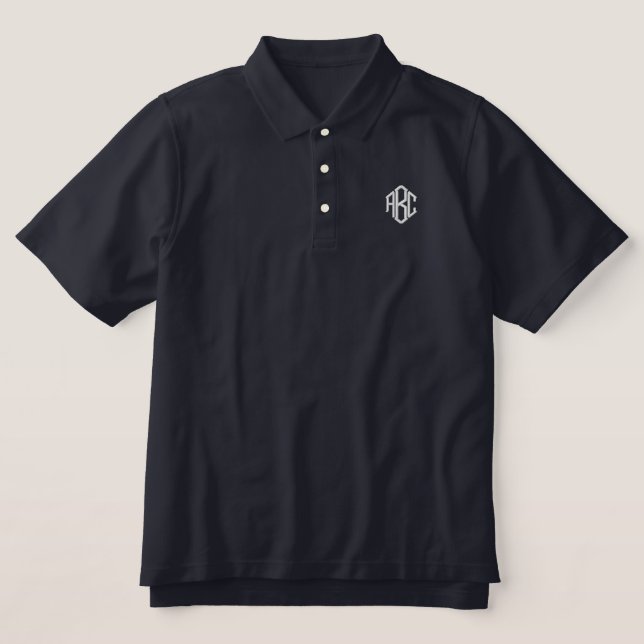 Embroidered Monogram Navy Men's Polo (Design Front)