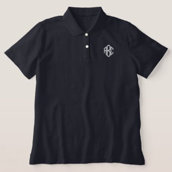 Embroidered Monogram Navy Women's Polo by windyone at Zazzle