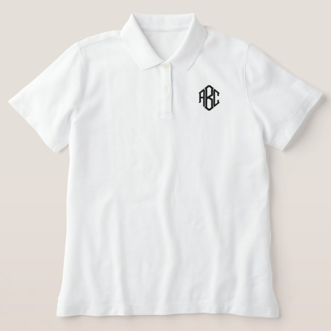 Embroidered Monogram White Women's Polo (Design Front)