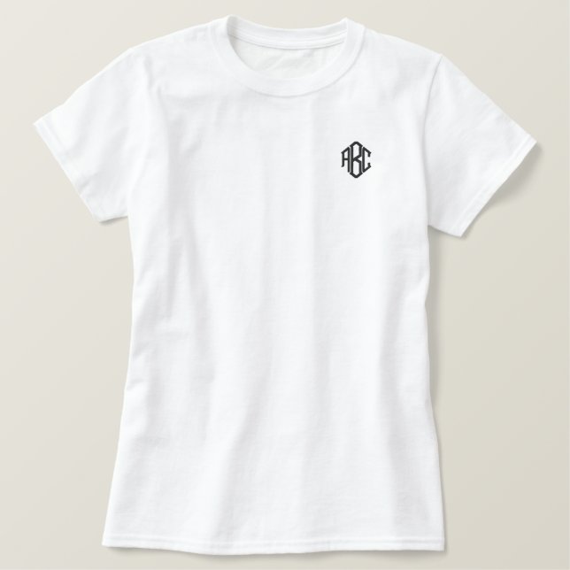 Embroidered Monogram White Women's T-shirt (Design Front)