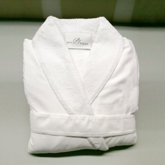 Embroidered Monogrammed White Microfiber Robe (Folded)