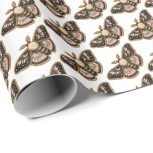 Embroidered Moth Wrapping Paper