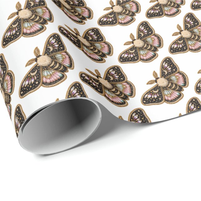Embroidered Moth Wrapping Paper (Roll Corner)