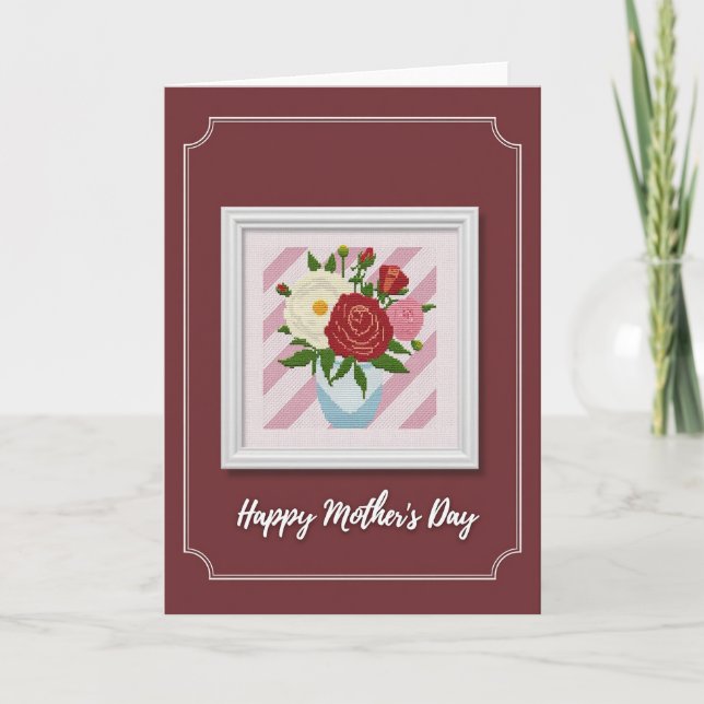 Embroidered Mothers Day Floral Card (Front)