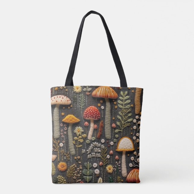 Embroidered Mushrooms Tote Bag (Back)