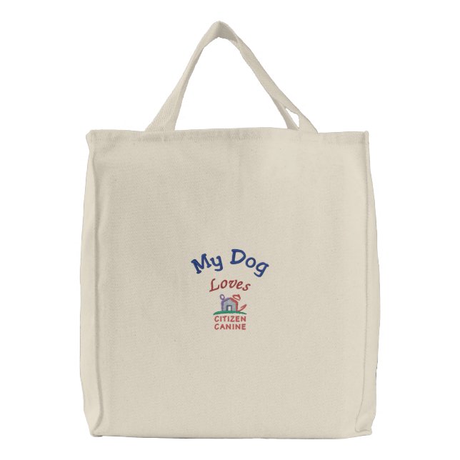 Embroidered [My Dog] Loves CC Tote (Front)