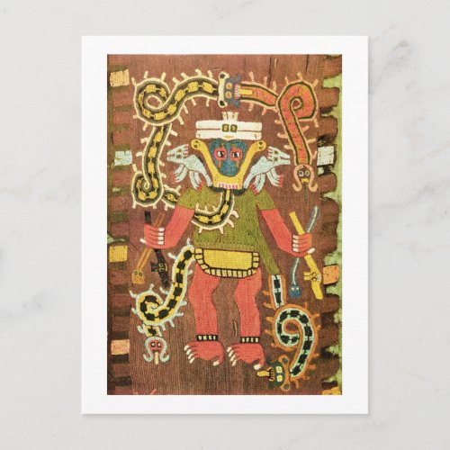 Embroidered mythological figure Paracas Necropoli Postcard