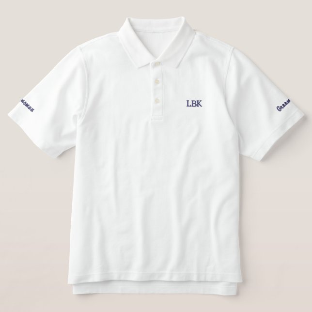 Embroidered Navy Blue Groom Groomsmen Bachelor Embroidered Polo Shirt (Design Front)