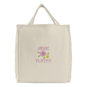 Embroidered Oboe Player Tote Bag