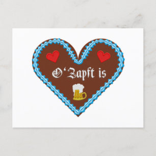 Embroidered Oktoberfest gingerbread heart Postcard