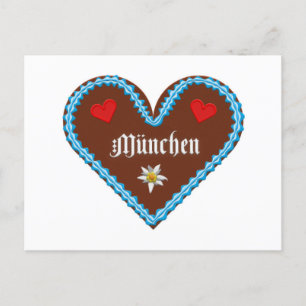 Embroidered Oktoberfest Munich gingerbread heart Postcard