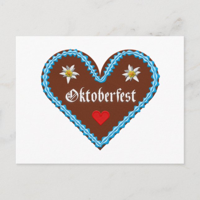 Embroidered Oktoberfest Munich gingerbread heart Postcard (Front)