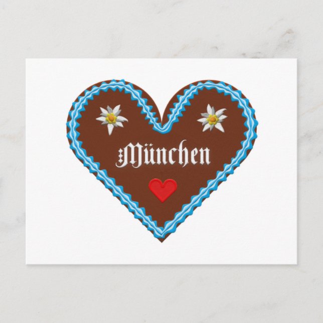 Embroidered Oktoberfest Munich gingerbread heart Postcard (Front)