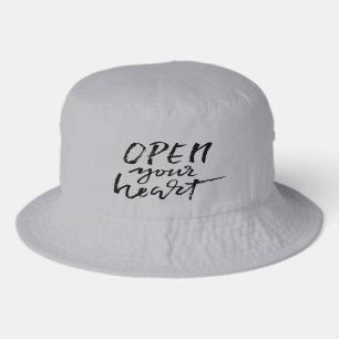 Embroidered "Open Your Heart"  Bucket Hat