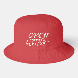 Embroidered "Open Your Heart"  Bucket Hat