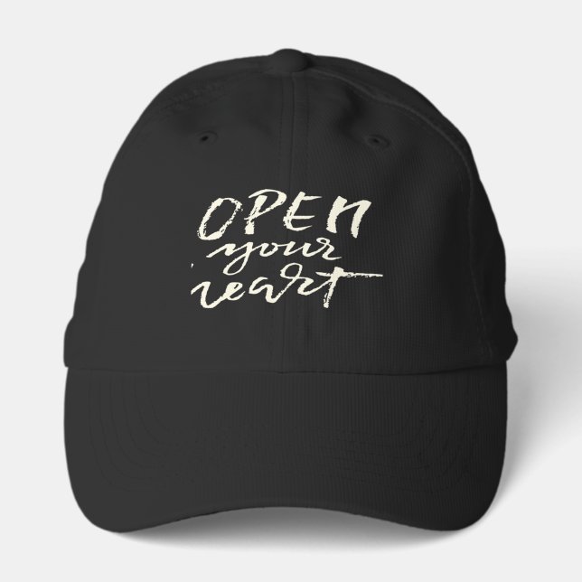 Embroidered "Open Your Heart"  Performance Cap (Front)