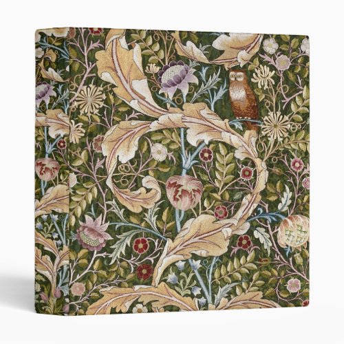 EMBROIDERED OWL TAPESTRY  _ WILLIAM MORRIS 3 RING BINDER