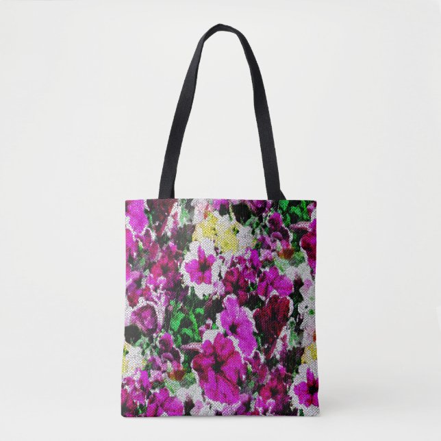 Embroidered Pansies... Tote Bag (Front)
