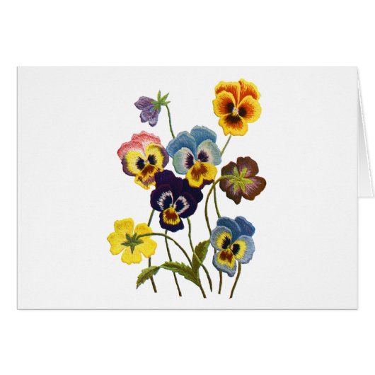 Embroidered Parade of Pansies Cards (Front Horizontal)