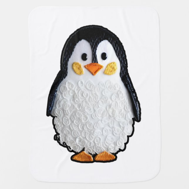 Embroidered penguin - Cross stitch animal by Calli Baby Blanket (Front)