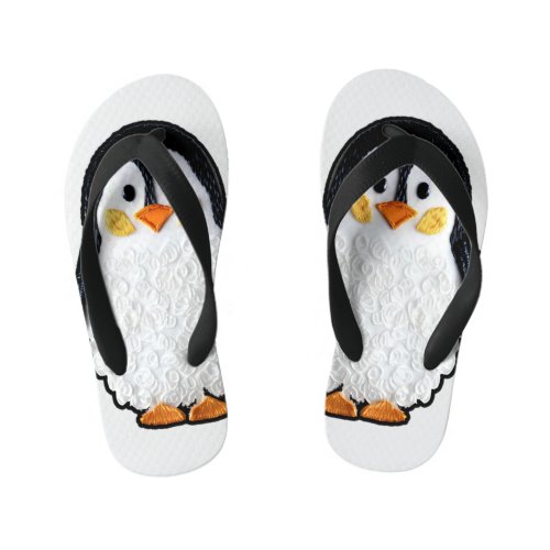 Embroidered penguin _ Cross stitch animal by Calli Kids Flip Flops
