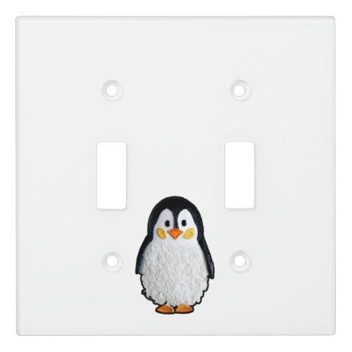 Embroidered penguin _ Cross stitch animal by Calli Light Switch Cover