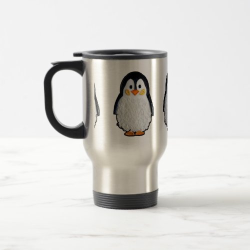 Embroidered penguin _ Cross stitch animal by Calli Travel Mug
