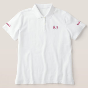 Embroidered Pink Bride Bridesmaid Bachelorette Polo Shirt
